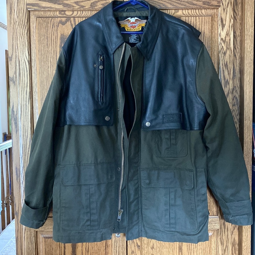 Harley Davidson Leather and Canvas jacket. Size XL